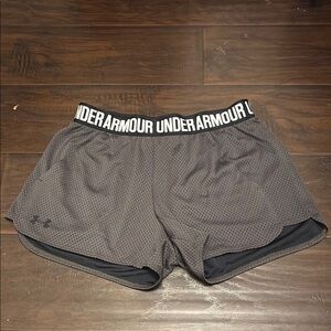 Under Armour Gray Athletic Shorts with Compression Liner